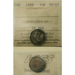 1888 10¢ ICCS MS63 attractive with dark brown