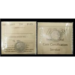1889 10¢ ICCS F15.  A nice key date coin with