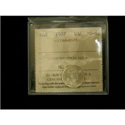 1907 10¢ ICCS MS63, Fully white in colour wit