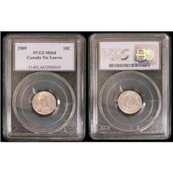 1909 10¢ PCGS MS64 Vict Lvs.  A full white an