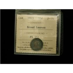 1913 10¢ Broad Lvs ICCS F15, Strong strike an