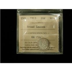 1913 10¢ Broad Lvs ICCS VF30, super key key v