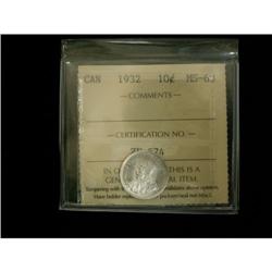 1932 10¢ ICCS MS63, Fully white in colour wit