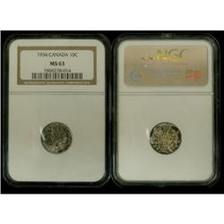 1934 10¢ NGC MS63, nice eye appeal