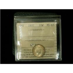 1937 10¢ ICCS MS65, Gem George VI example
