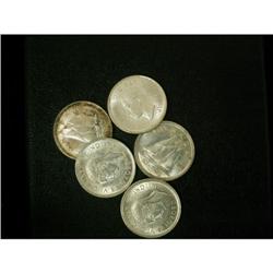 Lot of 5 George VI 10¢. Includes 1937,1938,19