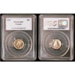 1947 10¢ PCGS SP65.  Superb blast white examp
