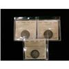 Image 1 : Lot of 3 ICCS graded 25¢ 1858  20¢ VF-20, 189