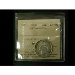 1858 20¢ EF-40, some lustre