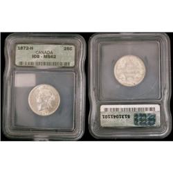 1872H 25¢ ICG MS-62, brilliant and lustrous