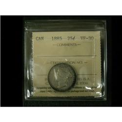 1885 25¢ ICCS VF30, problem free key date exa