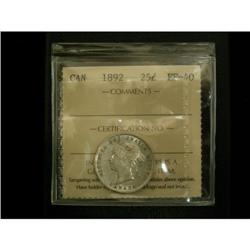 1892 25¢ ICCS EF40, nice example