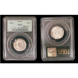 1903 25¢ PCGS MS63.  Nice example. Scarce dat