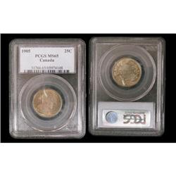 1905 25¢ PCGS MS65.  Superbly toned, RARE DAT