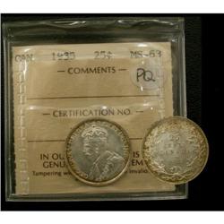 1935 25¢ ICCS MS63, a PQ example