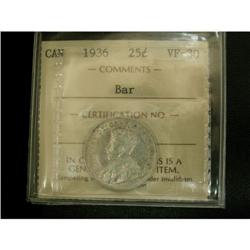1936 BAR  25¢ ICCS VF-30