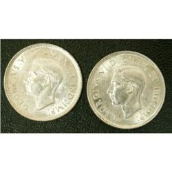 Lot of George VI 25¢, Includes 1938, 1939, Al