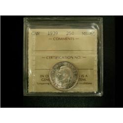 1939 25¢ ICCS MS65, a superb George VI exampl