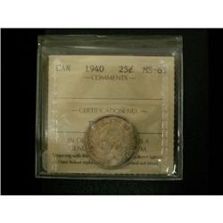 1940 25¢ ICCS MS65, great eye appeal