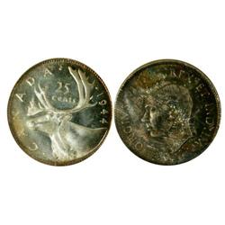 1944 25¢ ICCS MS65, superb toning, a Gem exam