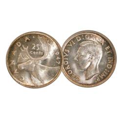 1947 25¢ Dot PCGS MS64, Full white and attrac