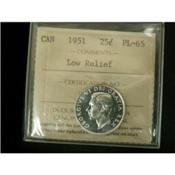1951 Low Relief 25¢ ICCS PL-65, brilliant. A