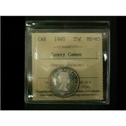 1960 25¢ ICCS MS65, Nice Heavy Cameo example
