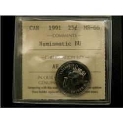 1991 25¢ ICCS MS66 .  A superb looking key El