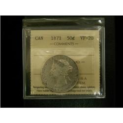 1871 50¢ ICCS VF20 a solid problem free issue