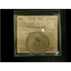 1872H 50¢ A/V ICCS F15, a rare and sought aft
