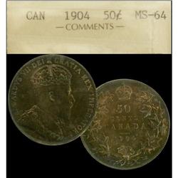 1904 50¢ ICCS MS64.  A rare minstate Edwardia