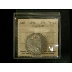 1908 50¢ ICCS VF30, a solid example