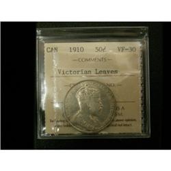 1910 Victorian 50¢ ICCS VF30 a nice problem f