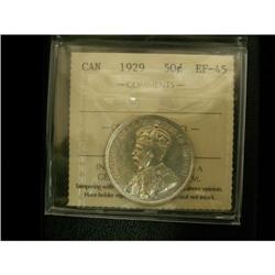 1929 50¢ ICCS EF45, White and lustrous