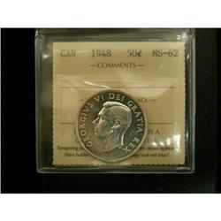 1948 50¢ ICCS MS62, full white and lustrous