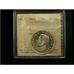 1949 50¢ ICCS MS63, full white and lustrous