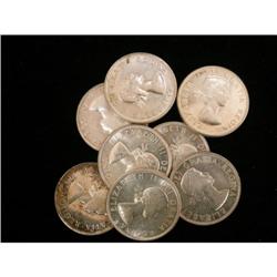 Lot of 8 Elizabeth 50¢, Includes 1953LDSF, 19