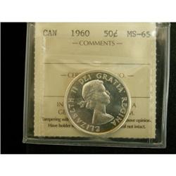 1960 50¢ ICCS MS65, full white and lustrous