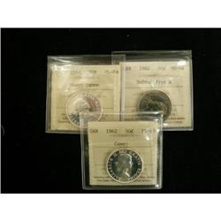 Lot of 3 ICCS  graded  fifty cents; 1962 Came