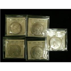 Lot of 5 ICCS graded  $1; 1935 AU-55 (3), 193