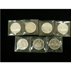 Lot of seven  silver dollars, 1935, 1938, 194