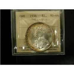 1936 $1 ICCS MS64, a sharp fully lustrous exa