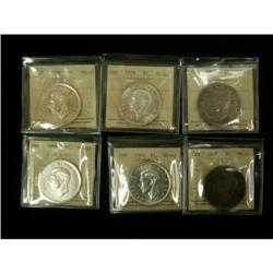 Lot of 6 ICCS graded $1; 1939 MS-60 (3), 1949
