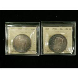 Lot of 2 ICCS graded $1; 1939 MS-64, 1949 MS-