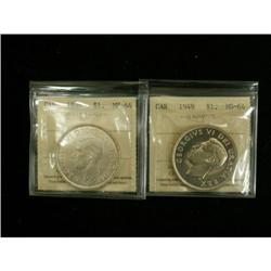 Lot of 2 ICCS graded $1; 1939 MS-64, 1949 MS-