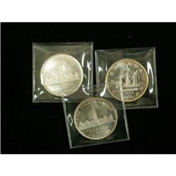 Lot of three silver dollars, 1939 (2), 1949,