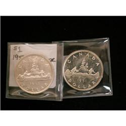 Lot of two silver dollars ; 1950ARN, 1951SWL