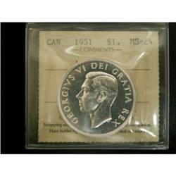 1951 $1 Arnprior ICCS MS64, fully white and l