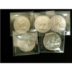 Lot of 5  silver dollars; Includes 1953SF, 19