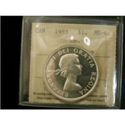 1953 $1 SF, Cameo ICCS MS64, fully white and